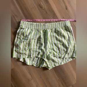 Old Navy Lime Green and White Striped Shorts
